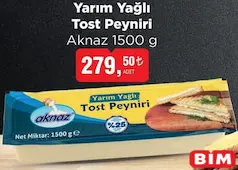 AKNAZ YARIM YAĞLI TOST PEYNİRİ 1500 G